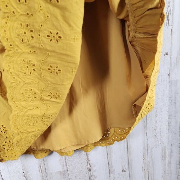 Knox Rose Eyelet Short Sleeve Boho Dress Mustard Size XS - Picture 6 of 11